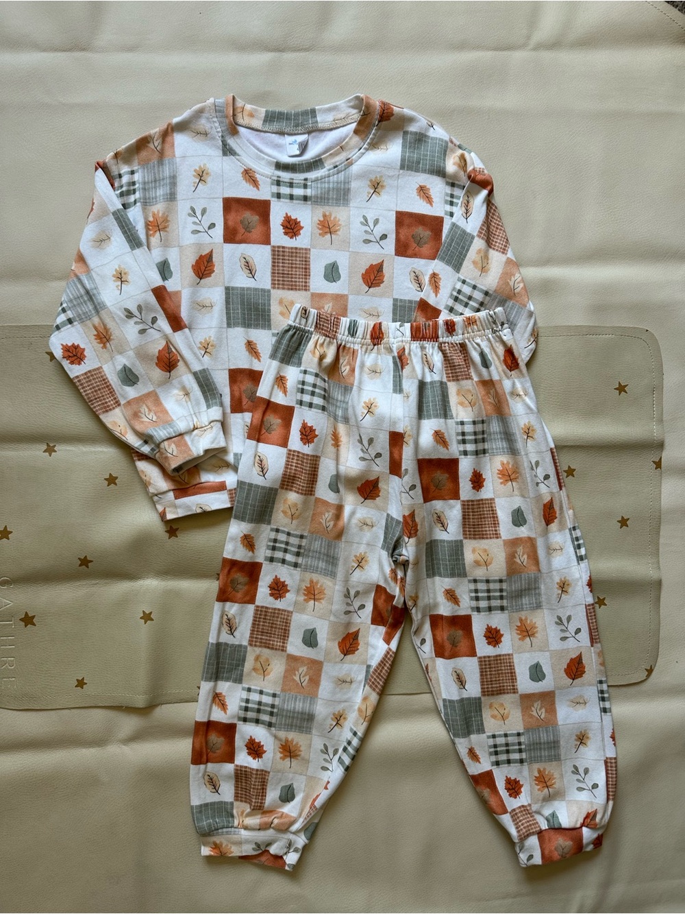 4t Little One Shop Cozy Fall Leaf Cotton Oversized Set - White, Rust & Sage